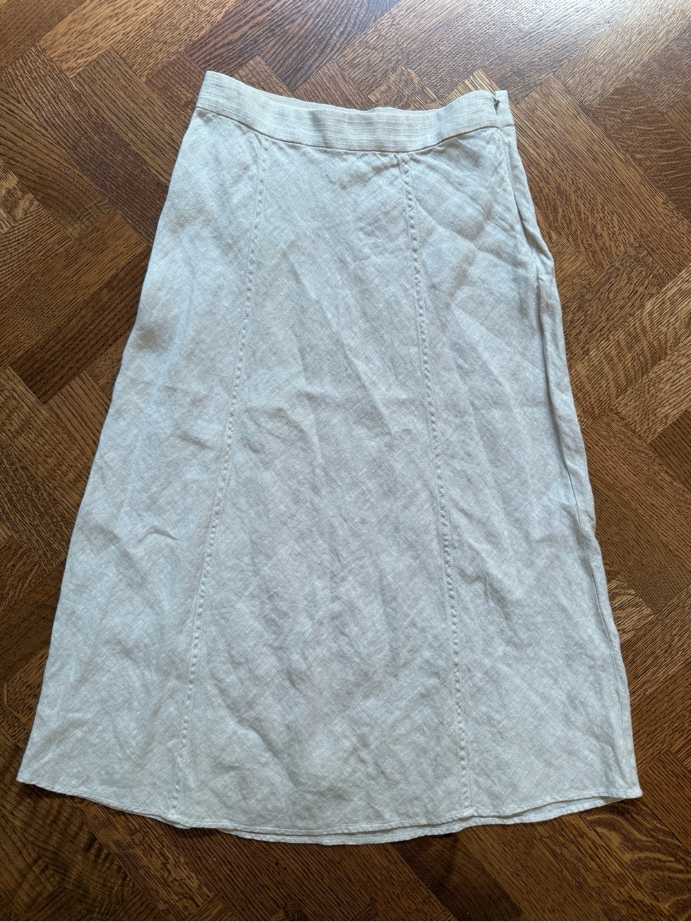 J CREW Baird McNutt Irish Linen A Line Midi Skirt Neutral Coastal Minimalist 0 - Picture 2 of 7
